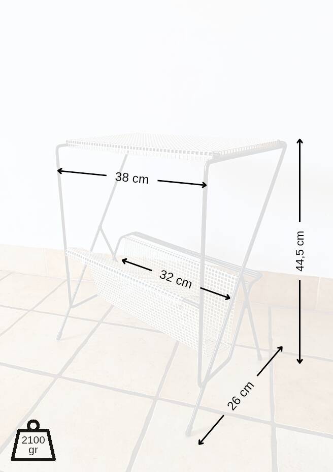 Side table with integrated magazine rack Tjerk Reijenga Pilastro 1950s