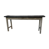 Console with black tray and gray base