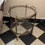 Brass and glass bar cart