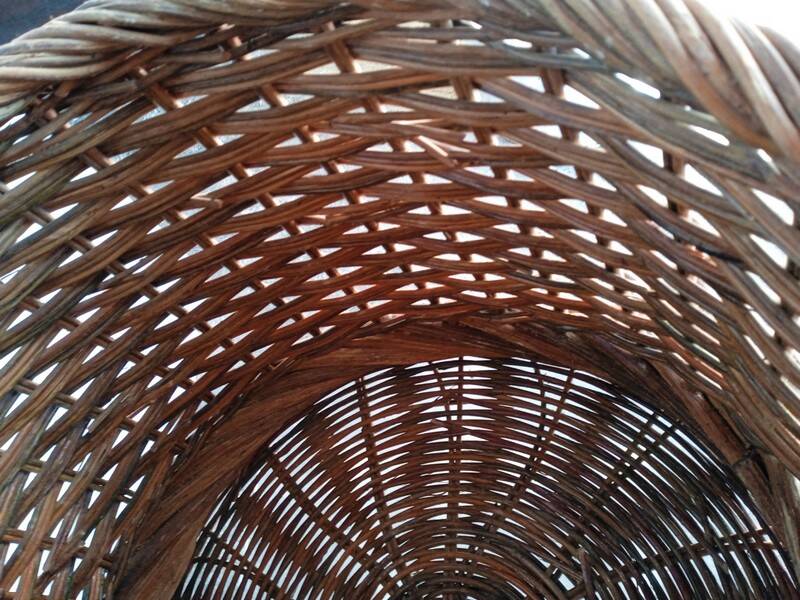 Cache pot 43 cm panier rotin vintage ep 1960