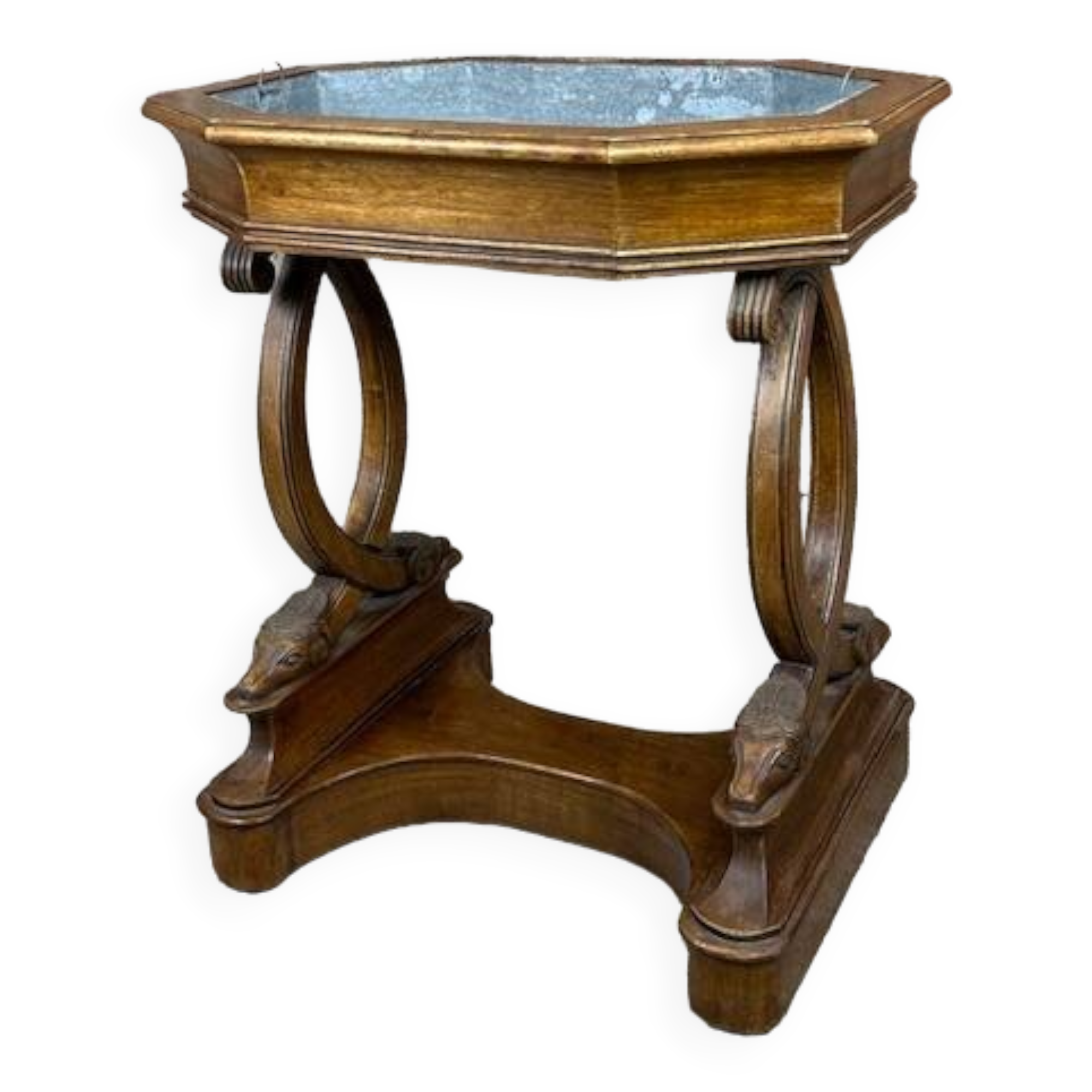 Empire style walnut and zinc furniture planter