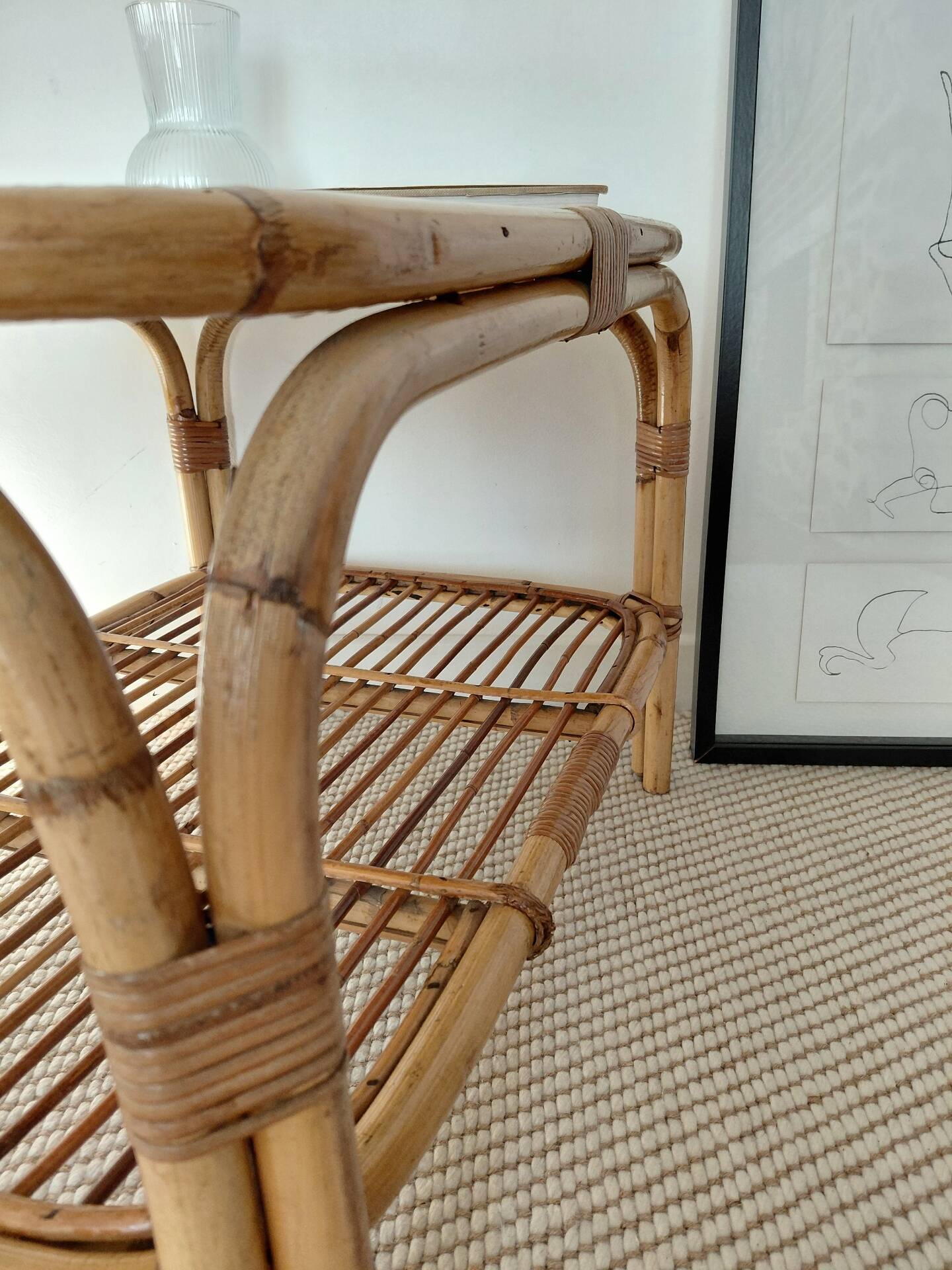 Vintage rattan coffee table from the 70s - organic lines, Riviera spirit.