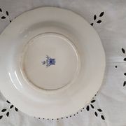 Deep plate or dish in Gien earthenware, rooster and peonies model, numbered, 1930s
