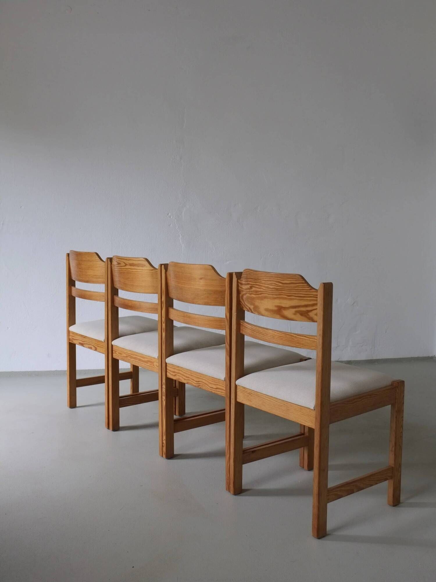 4 solid pine dining chairs | Sweden | 1960s