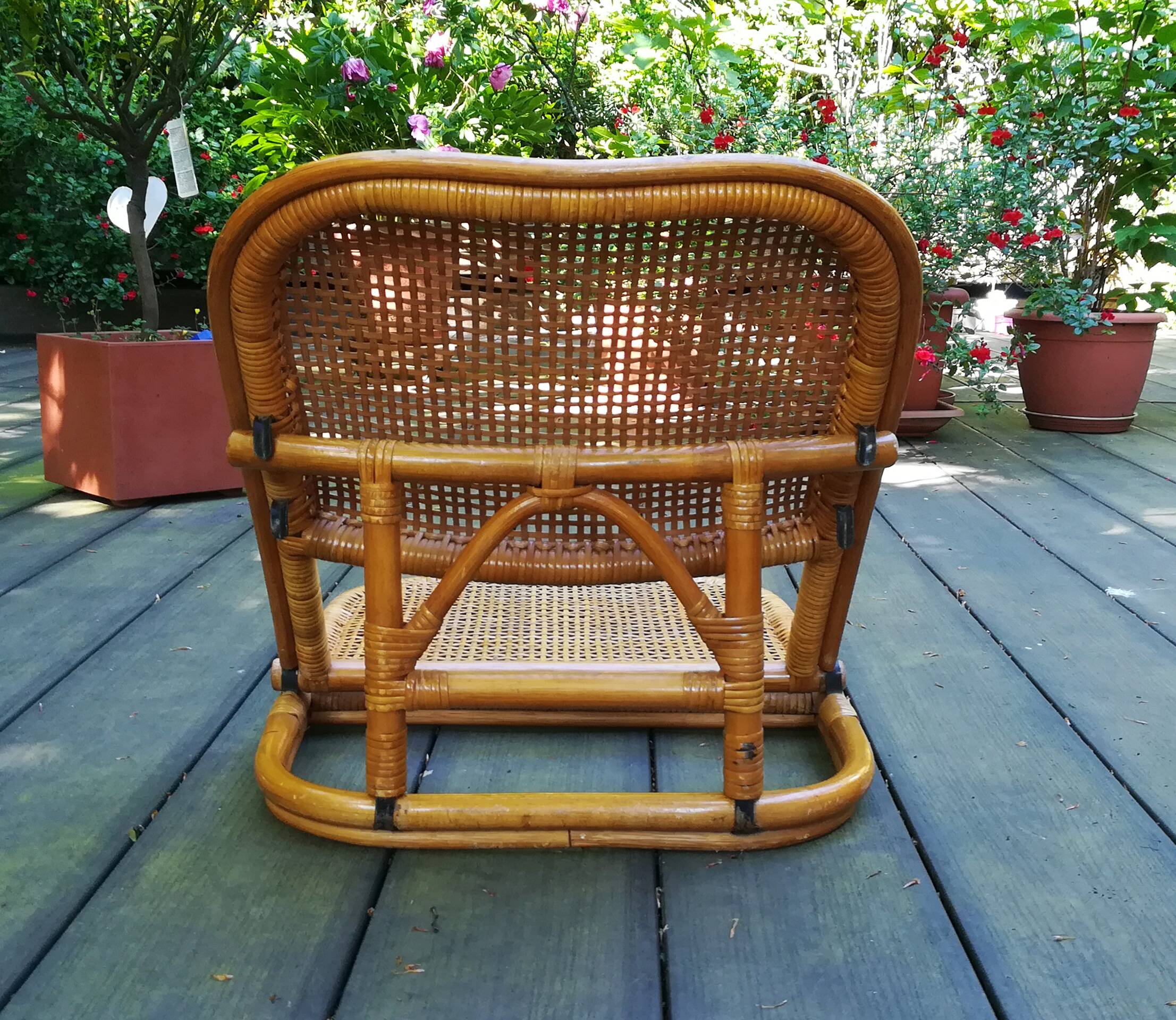 Folding rattan beach chair, USA, 1960s