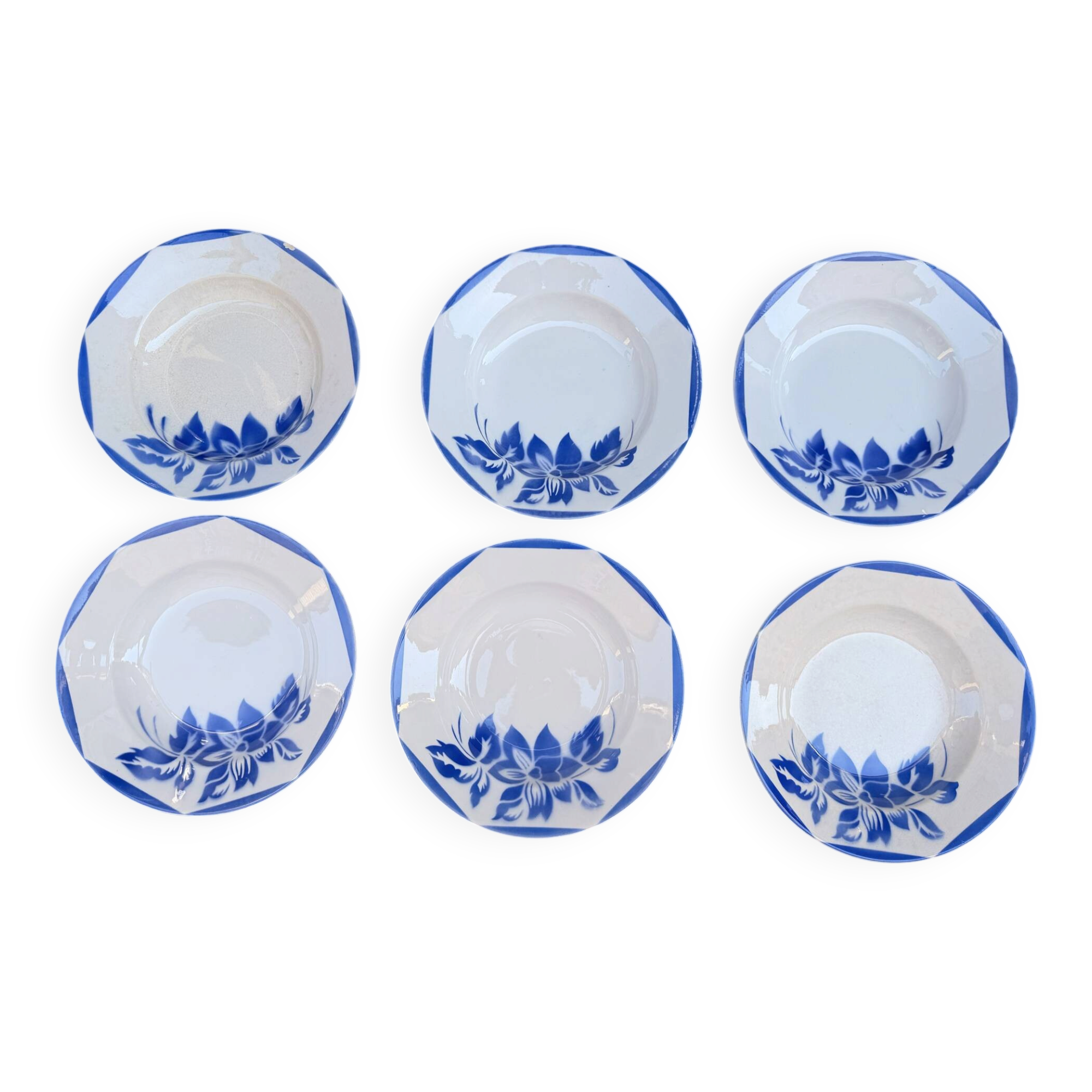 6 assiettes creuses en faïence Sarregemine Digoin