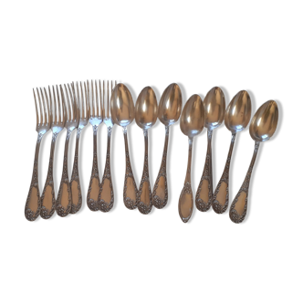 6 spoons & 6 silver metal forks, Ercuis