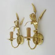 Pair of vintage golden wheat ear wall sconces Maison Masca Florence