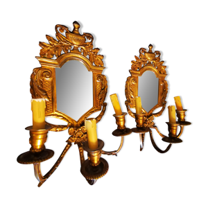 Paire de miroirs en bronze - appliques