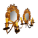 Paire de miroirs en bronze ciselé et doré formant appliques