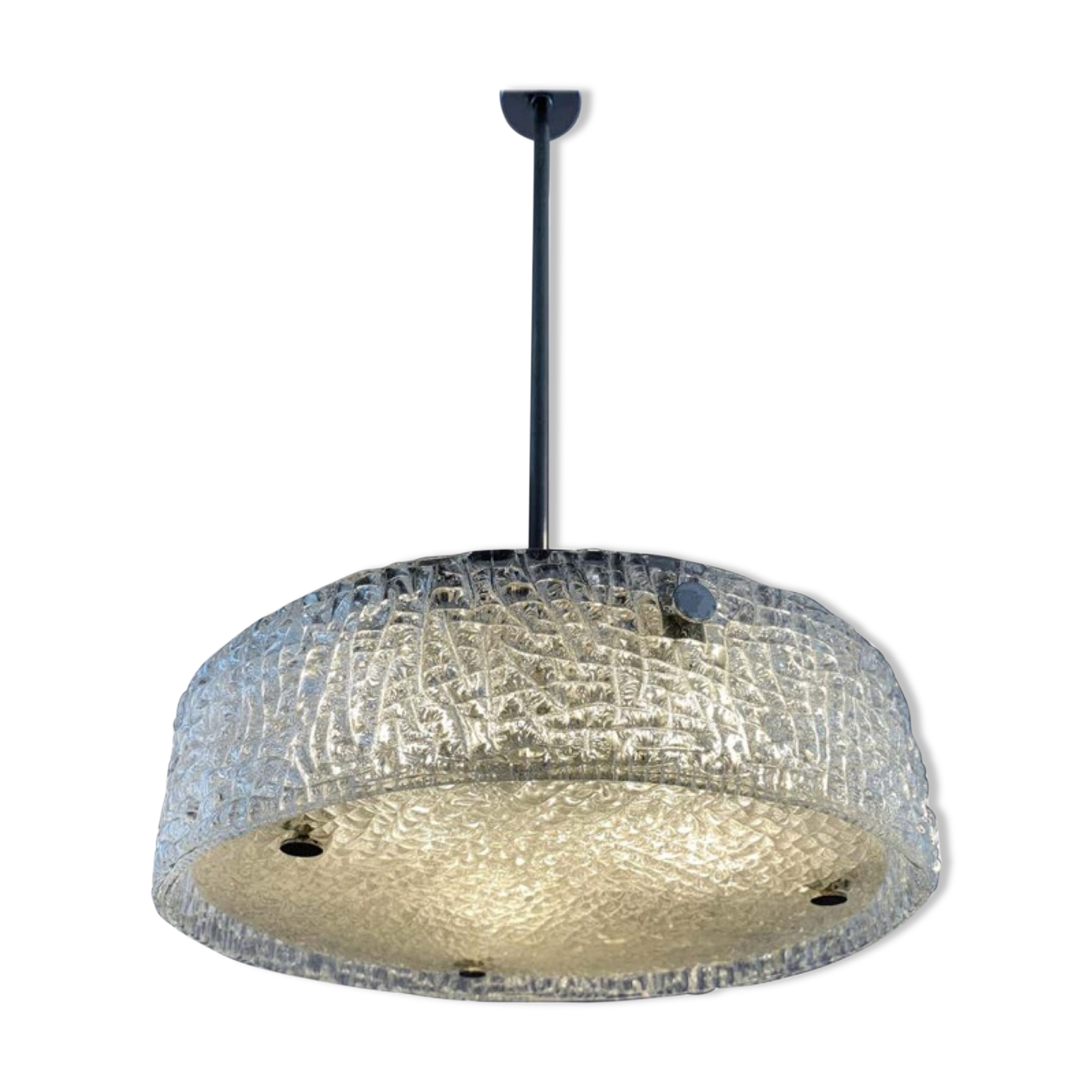 Suspension en verre texturé du Kaiser Leuchten allemand, années 1960