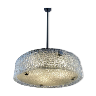 German Kaiser Leuchten textured glass ceiling light 1960s