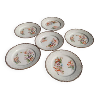 6 assiettes terre de fer Creil et Montereau