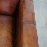 Sturdy and large vintage sheepskin design 4-seater sofa with a sleek look
