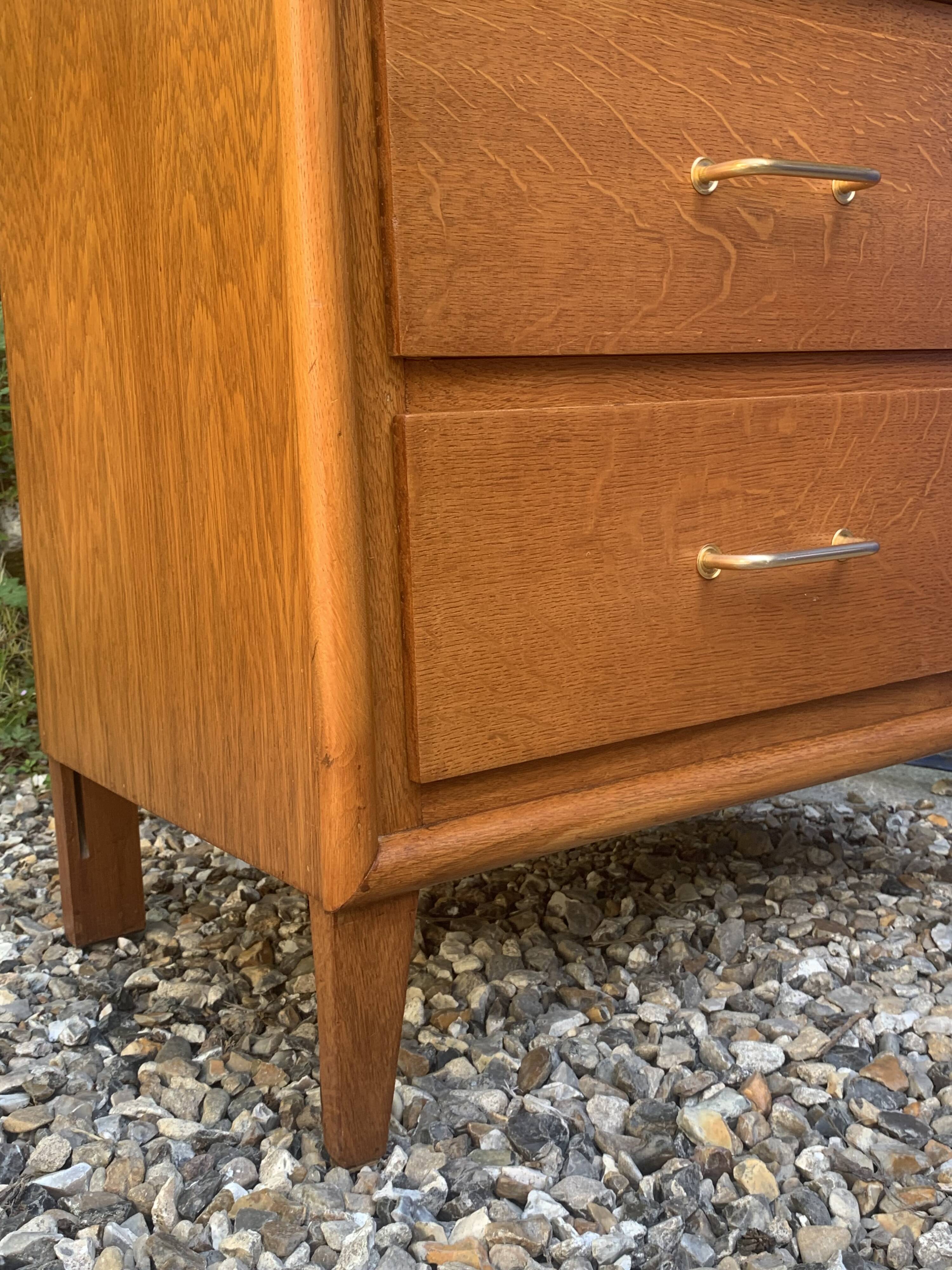 Vintage chest of drawers with oak compass legs, 1950s