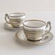 Victorian Alpaca Silver Tea or Coffee Pair of Cups and Plates, England 19th C.