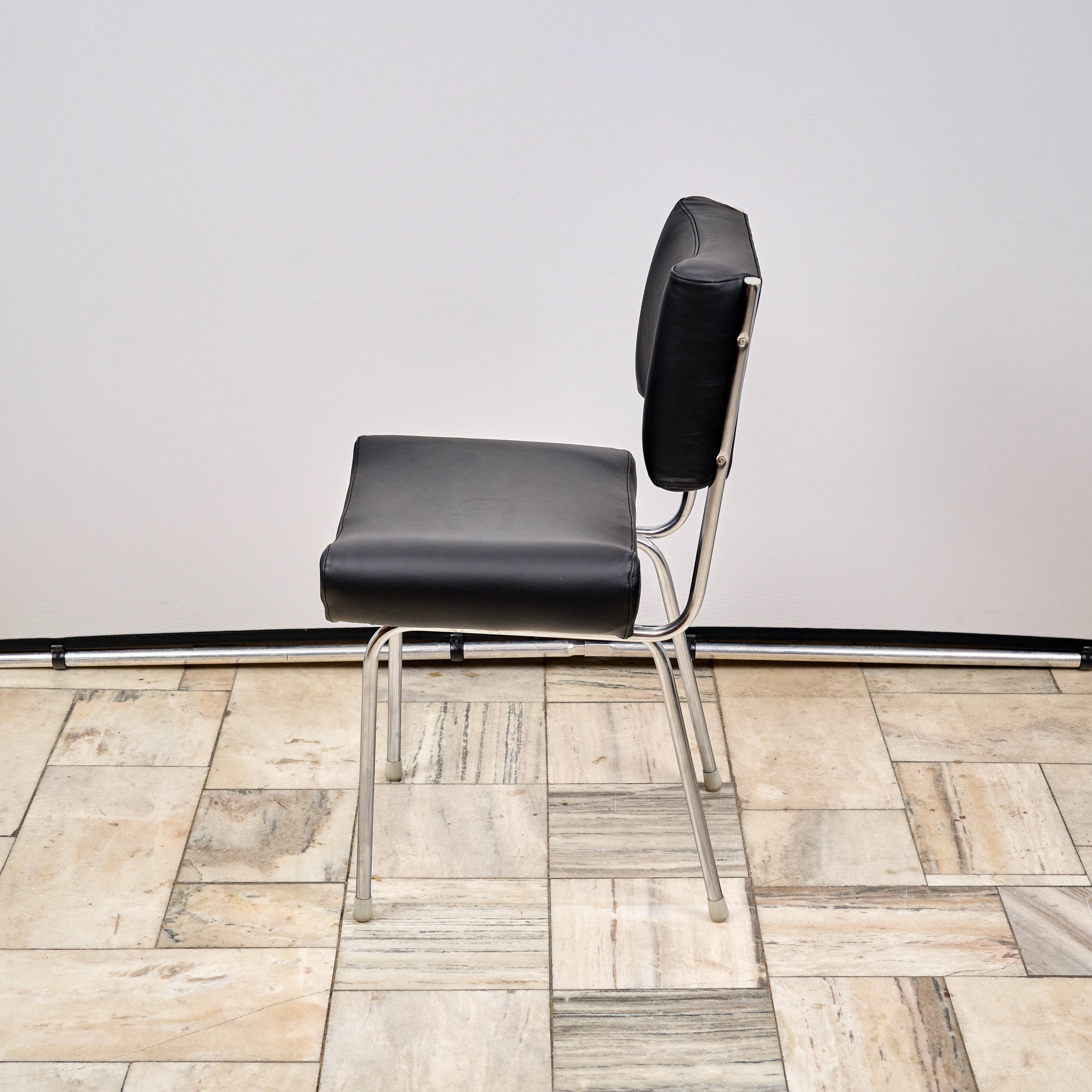 Vintage Leather Chair with Chrome Legs, 1970s, Czechoslovakia