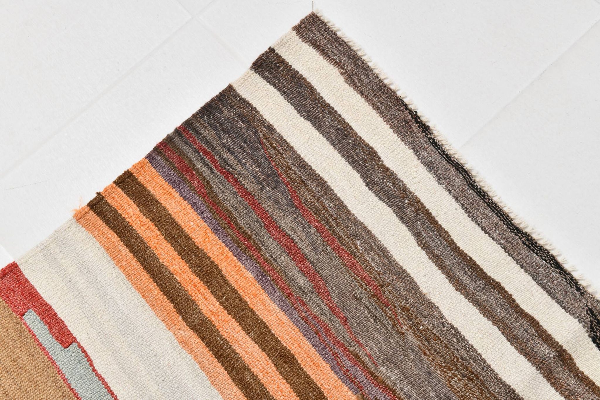 Brown & Cream Persian Kilim Rug, 260x341Cm