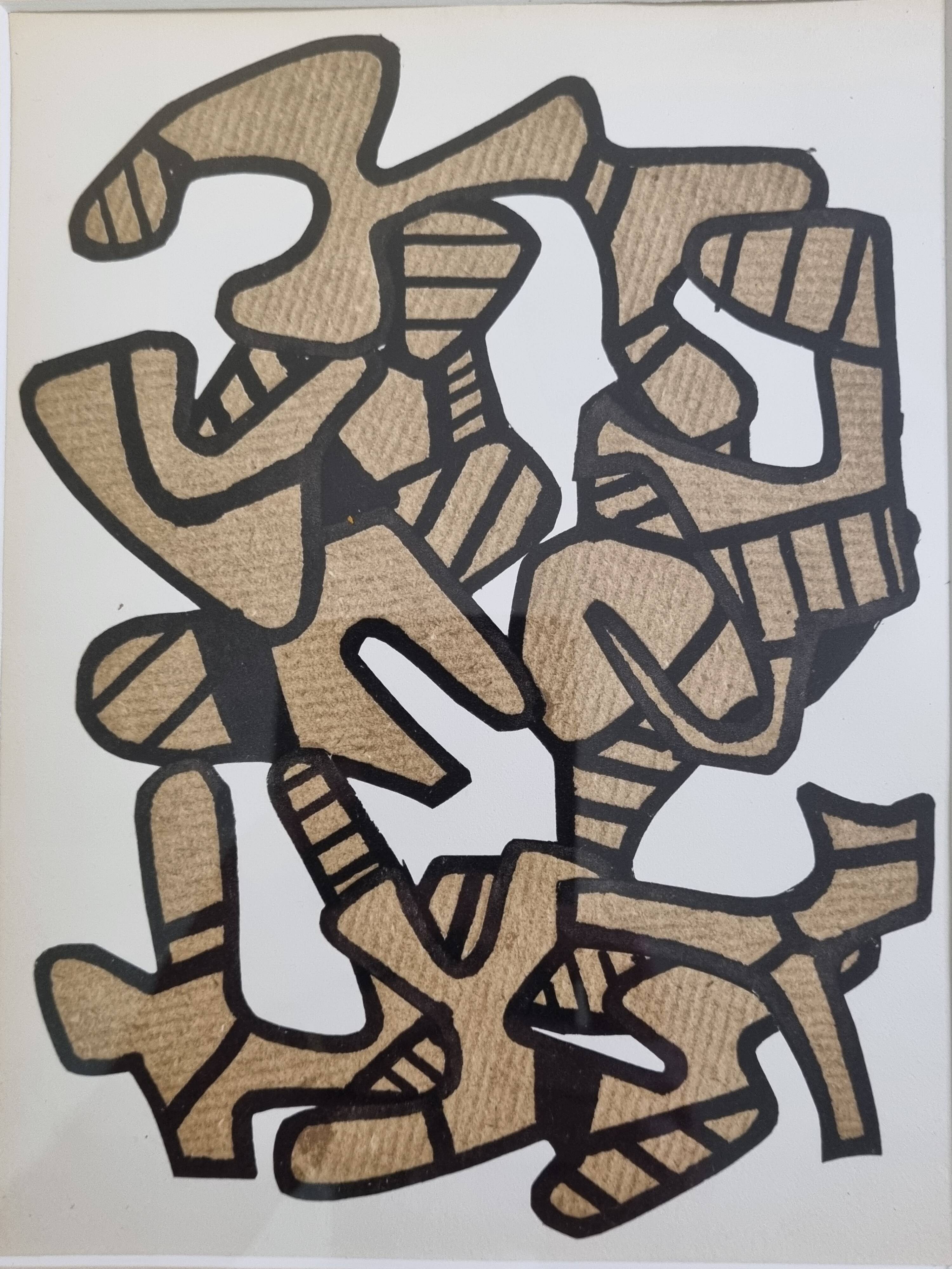 Screenprint after Jean Dubuffet framed under glass 25 cm by 30 cm
