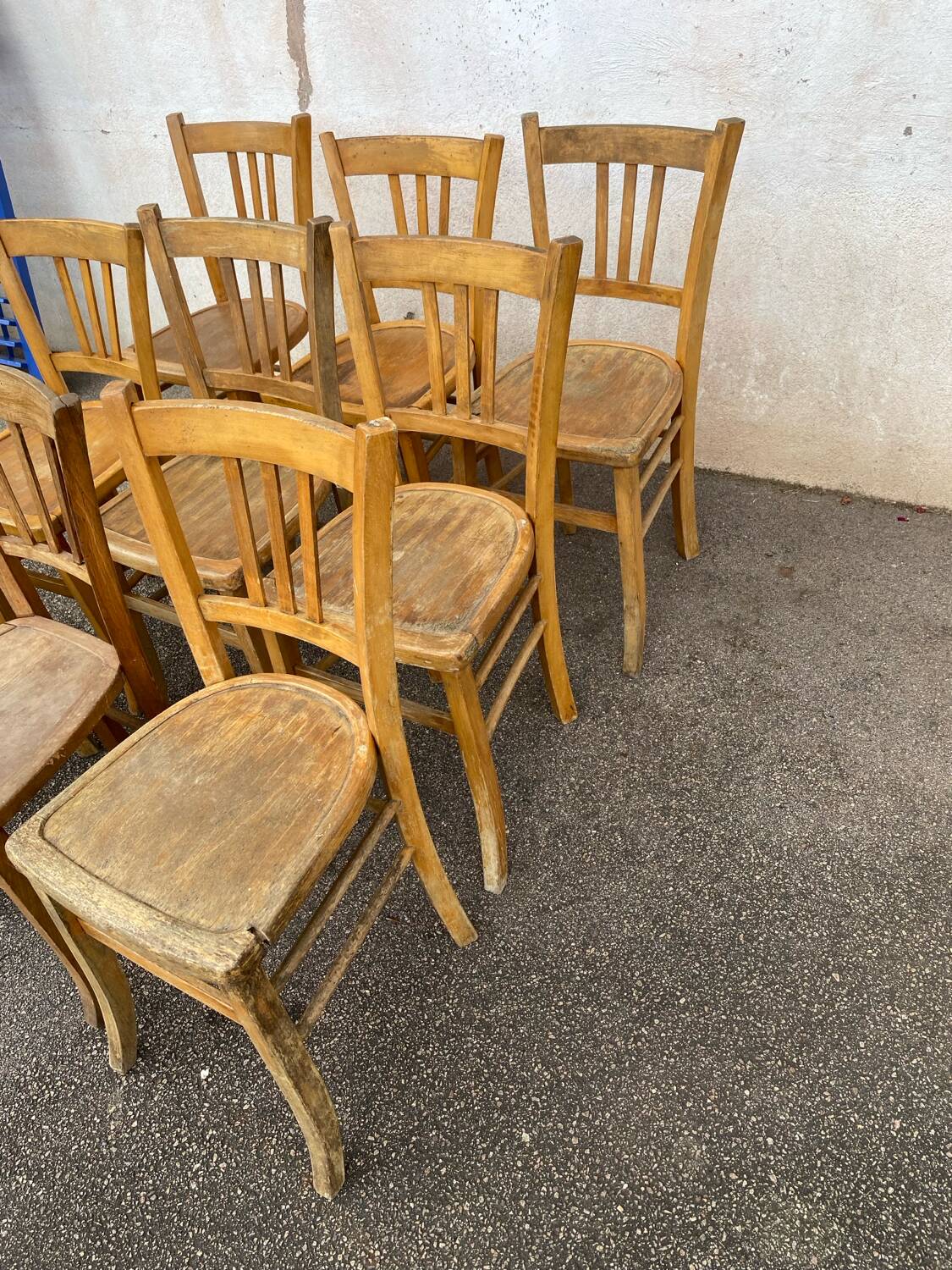 Set of 9 raw bistro chairs