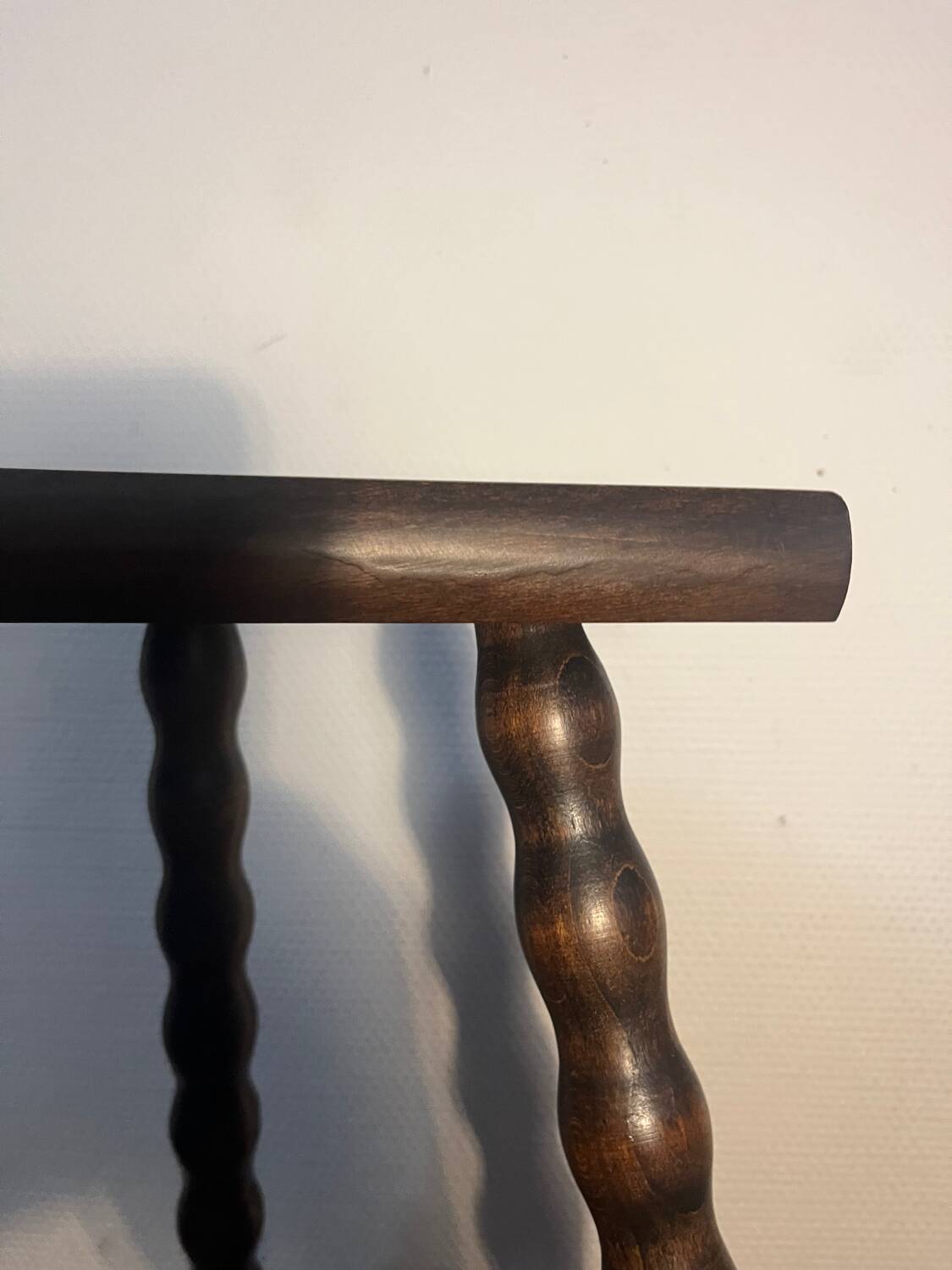 Solid wood tripod stool with turned legs