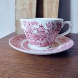 Set of 5 tea cups in English earthenware