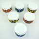 6 cups lotus arcopal france - orange, blue and yellow pop flower patterns - vintage 70s