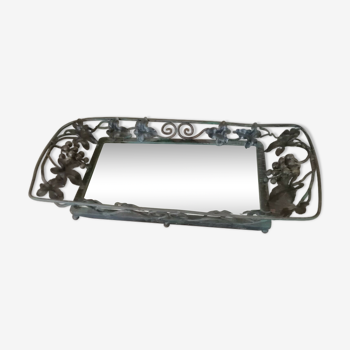 Wrought iron tray with mirror