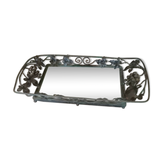 Wrought iron tray with mirror