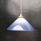 Blue opaline cone pendant light
