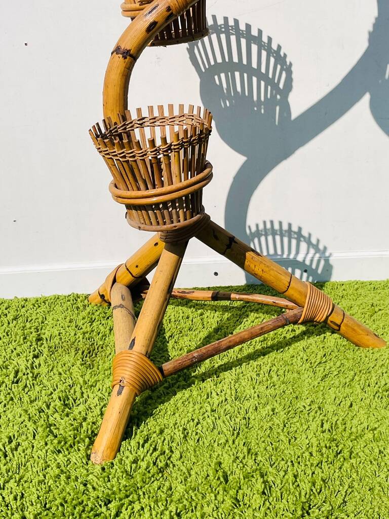Bamboo snake plant holder. Vintage 50s.