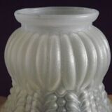 Vintage French Opaque White Glass Replacement Shade with Frilled Amber Edge