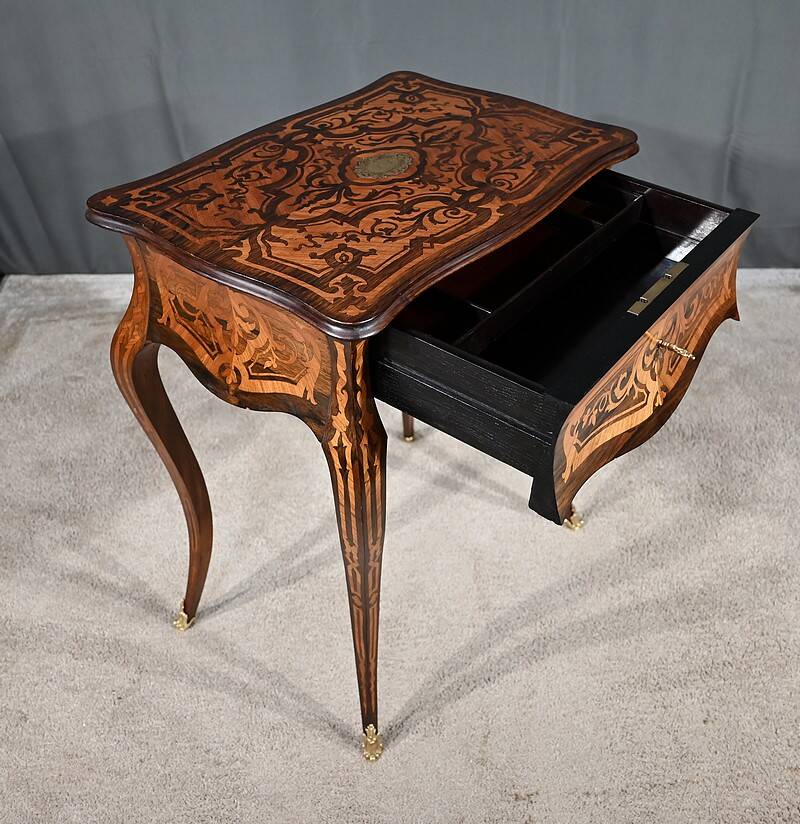 Rosewood and mahogany work table, Louis XV style, Napoleonic era