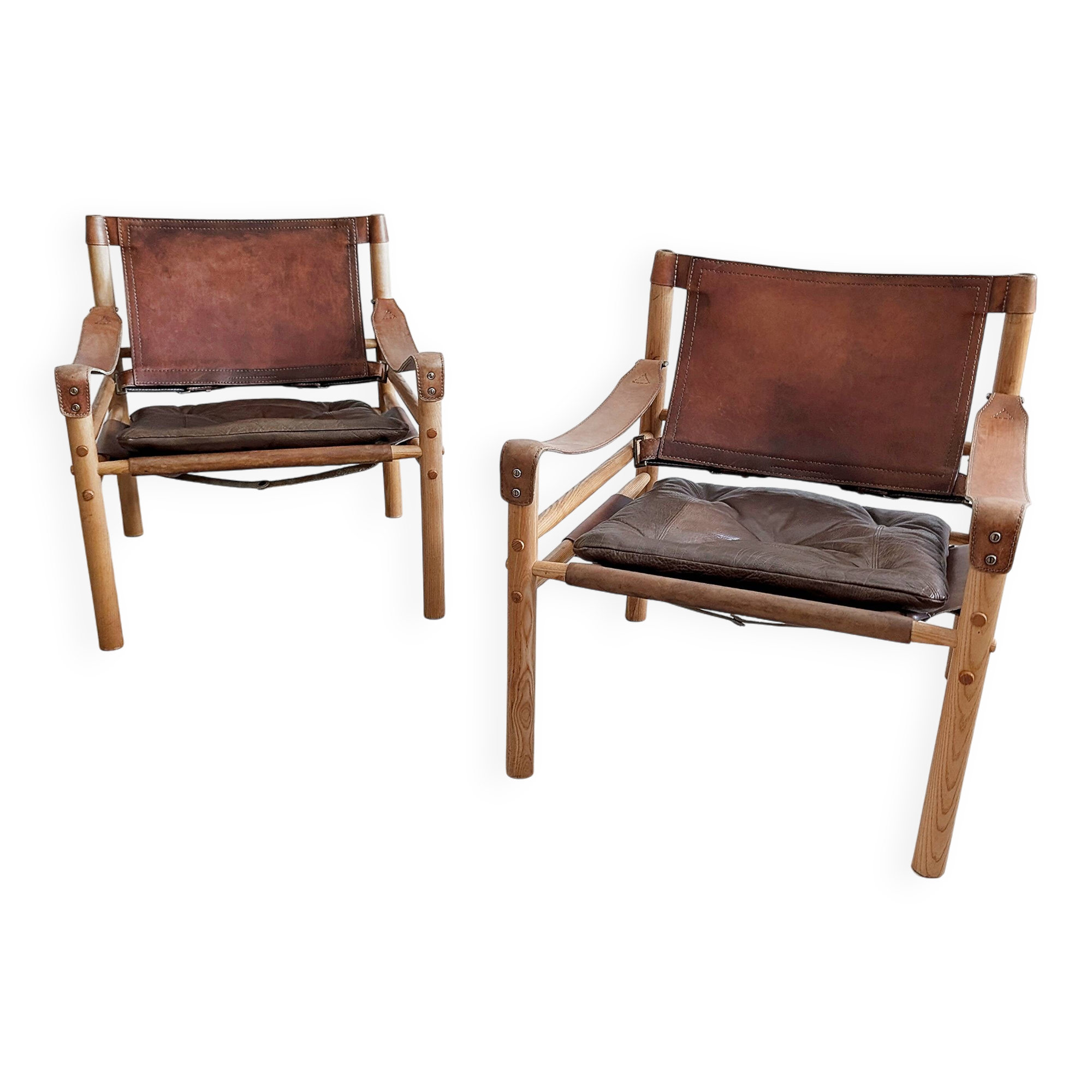 Set of 2 Safari 'Sirocco' chairs by Arne Norell 1960s