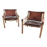 Set of 2 Safari 'Sirocco' chairs by Arne Norell 1960s