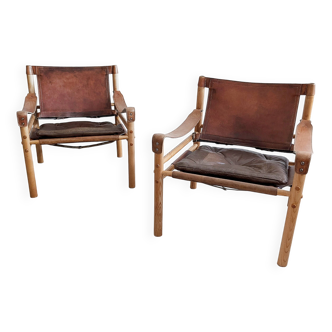 Set of 2 Safari 'Sirocco' chairs by Arne Norell 1960s