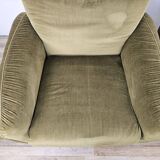 Pair of vintage armchairs from the 70s in green fabric, 1970