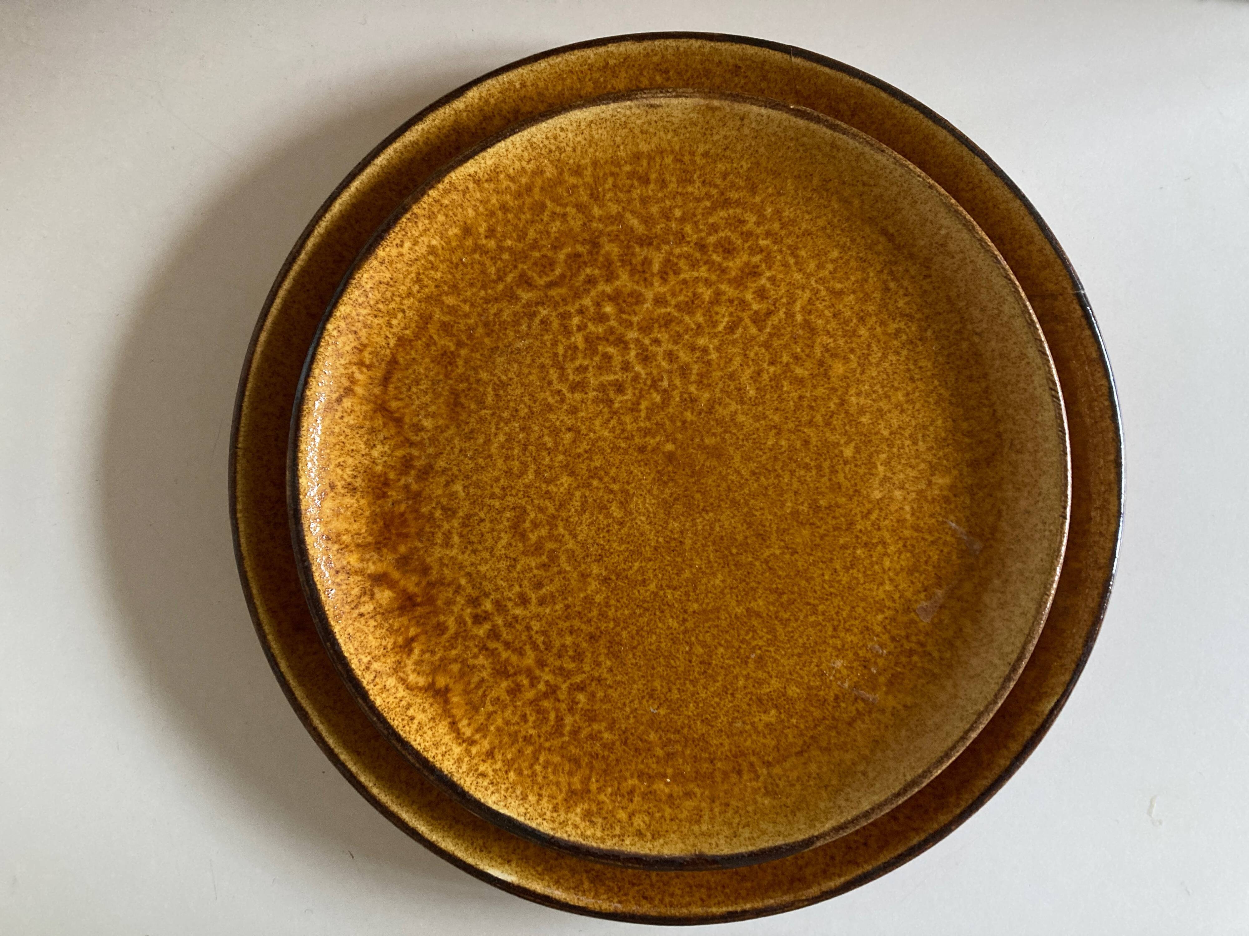 Set of 6 Dieulefit glazed earthenware plates workshop Mourre Milon 1970