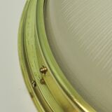 Brass holophane glass ceiling light