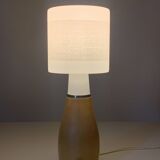 Scandinavian space age teak and opaline table lamp, Sweden