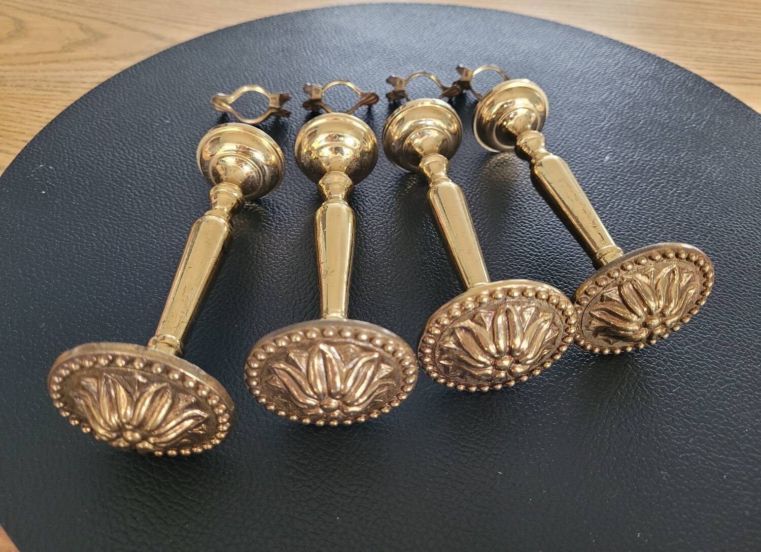 Antique brass curtain tiebacks - Set of 4