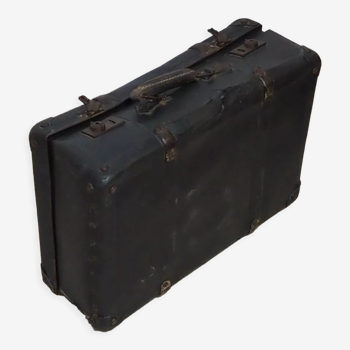 Antique black cardboard suitcase