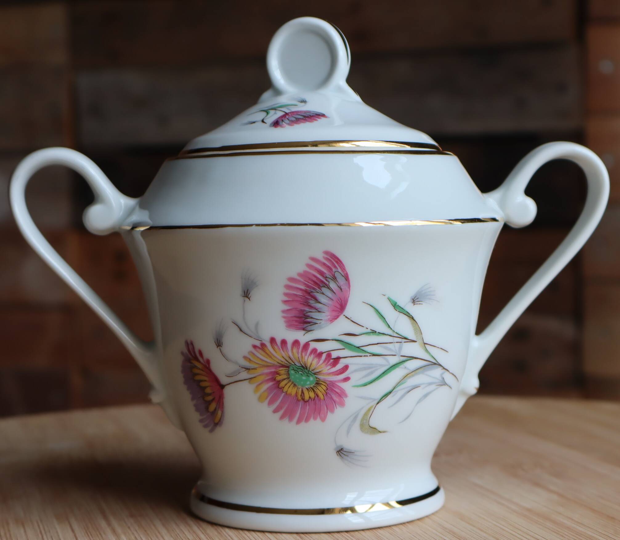 Vintage sugar bowl in fine porcelain - M&S Made in Berry Limoges clay