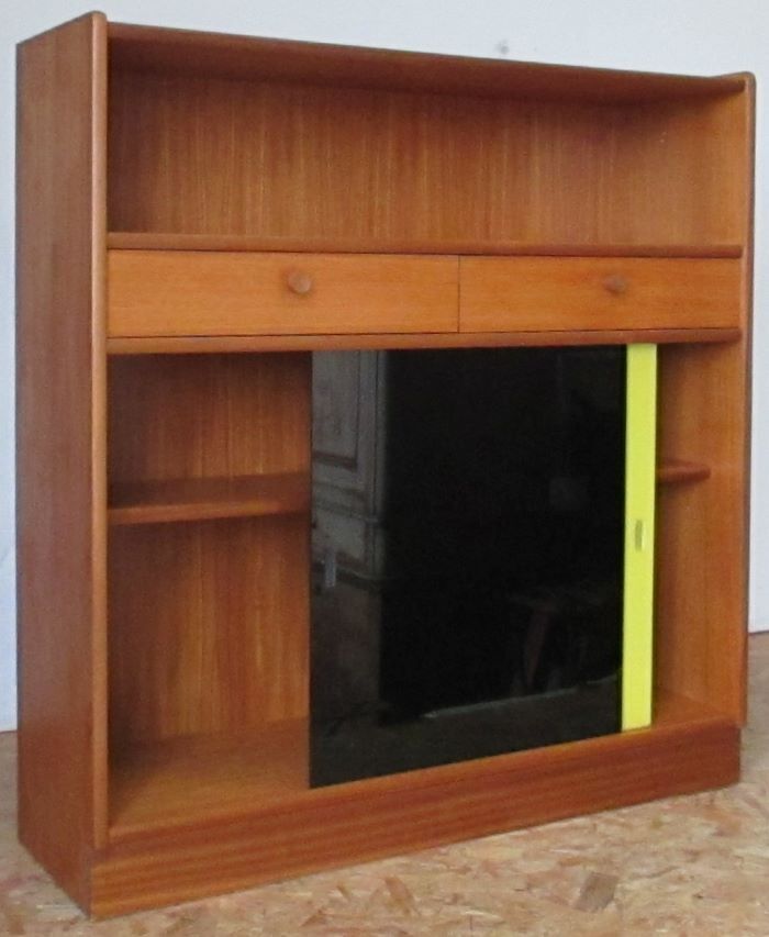 Small Yellow and Black glass furniture with sliding doors