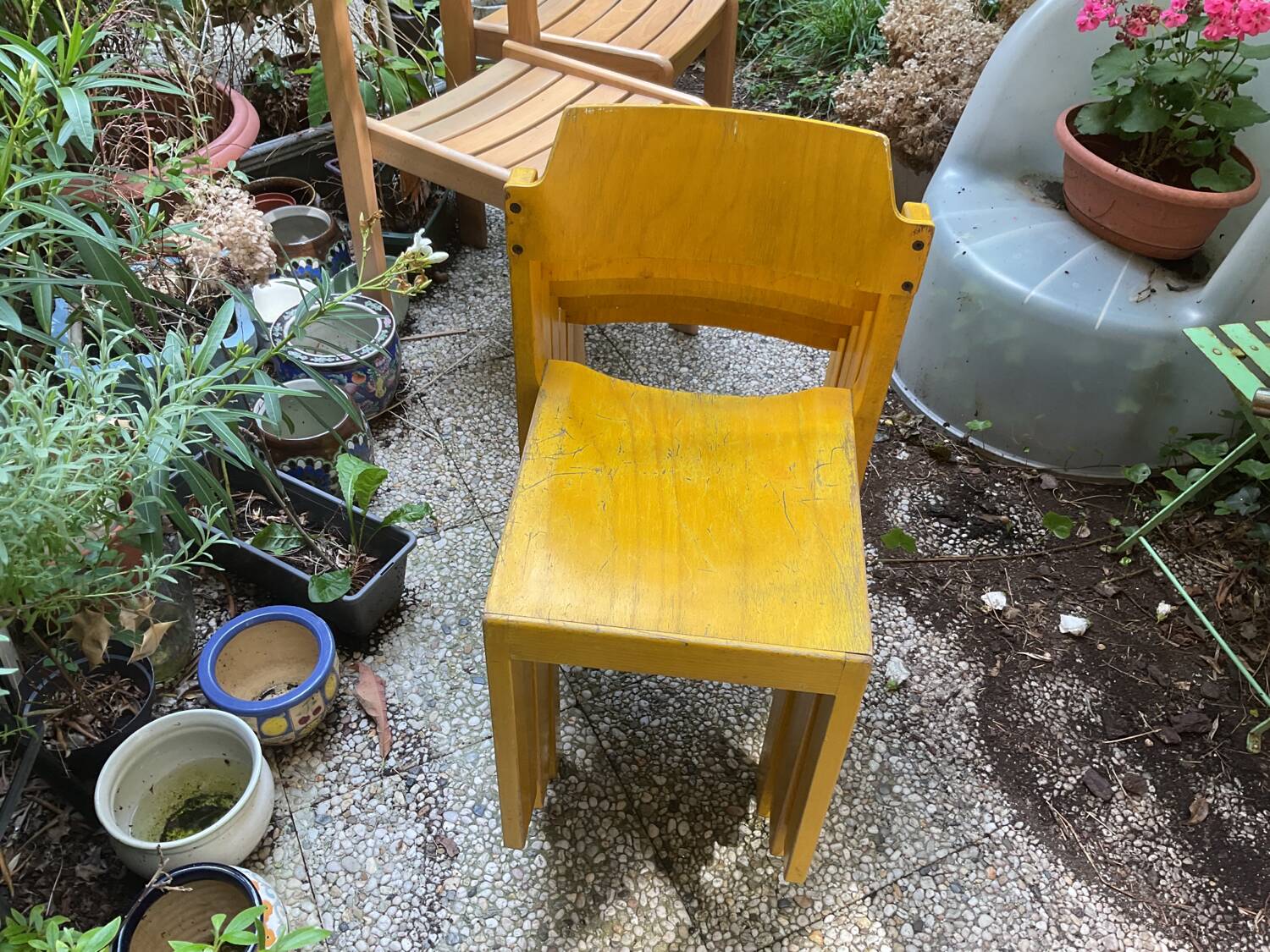 Lot de cinq chaises bois années 50