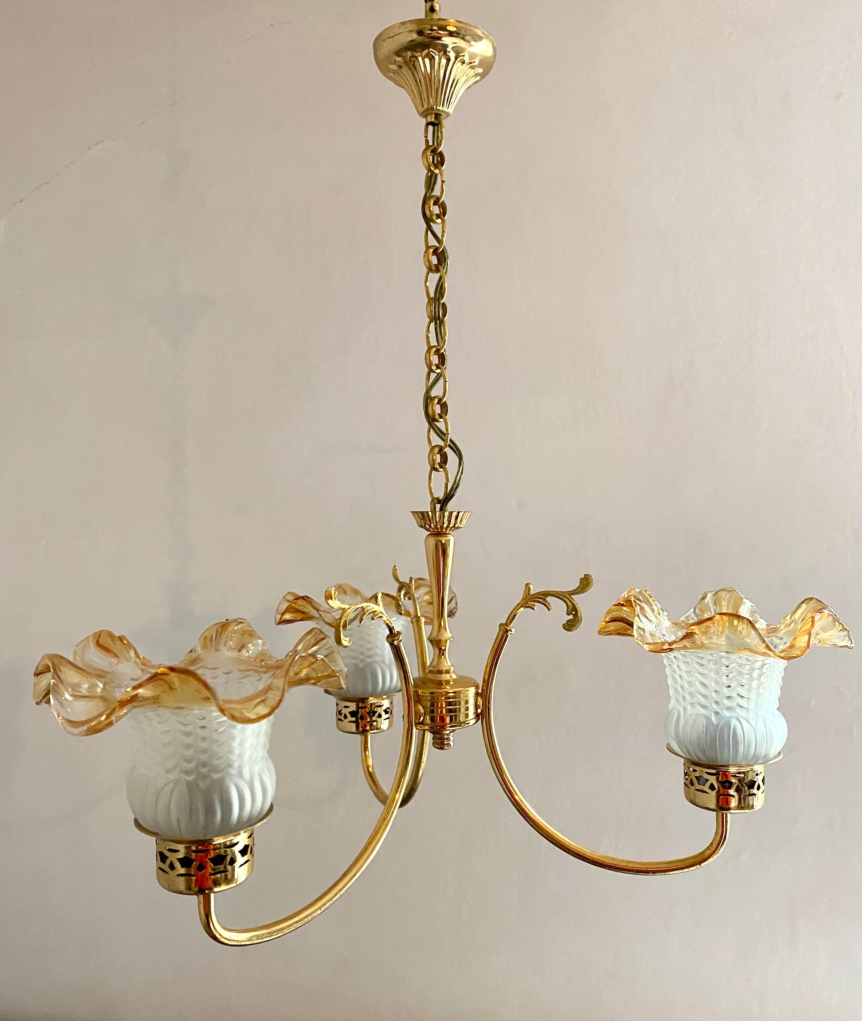 Lustre vintage doré 3 branches