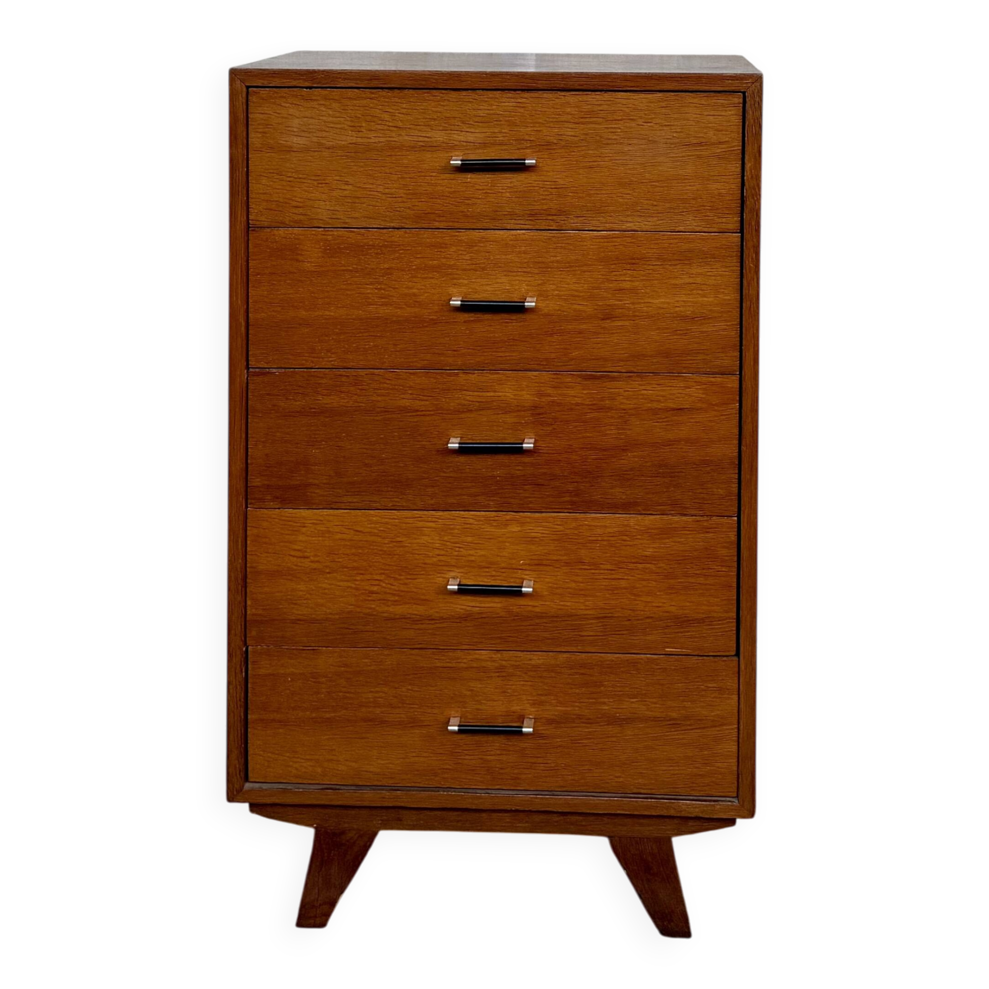 Vintage honey oak chest of drawers – Compass legs