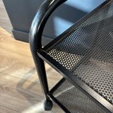 Vintage black metal rolling dessert trolley