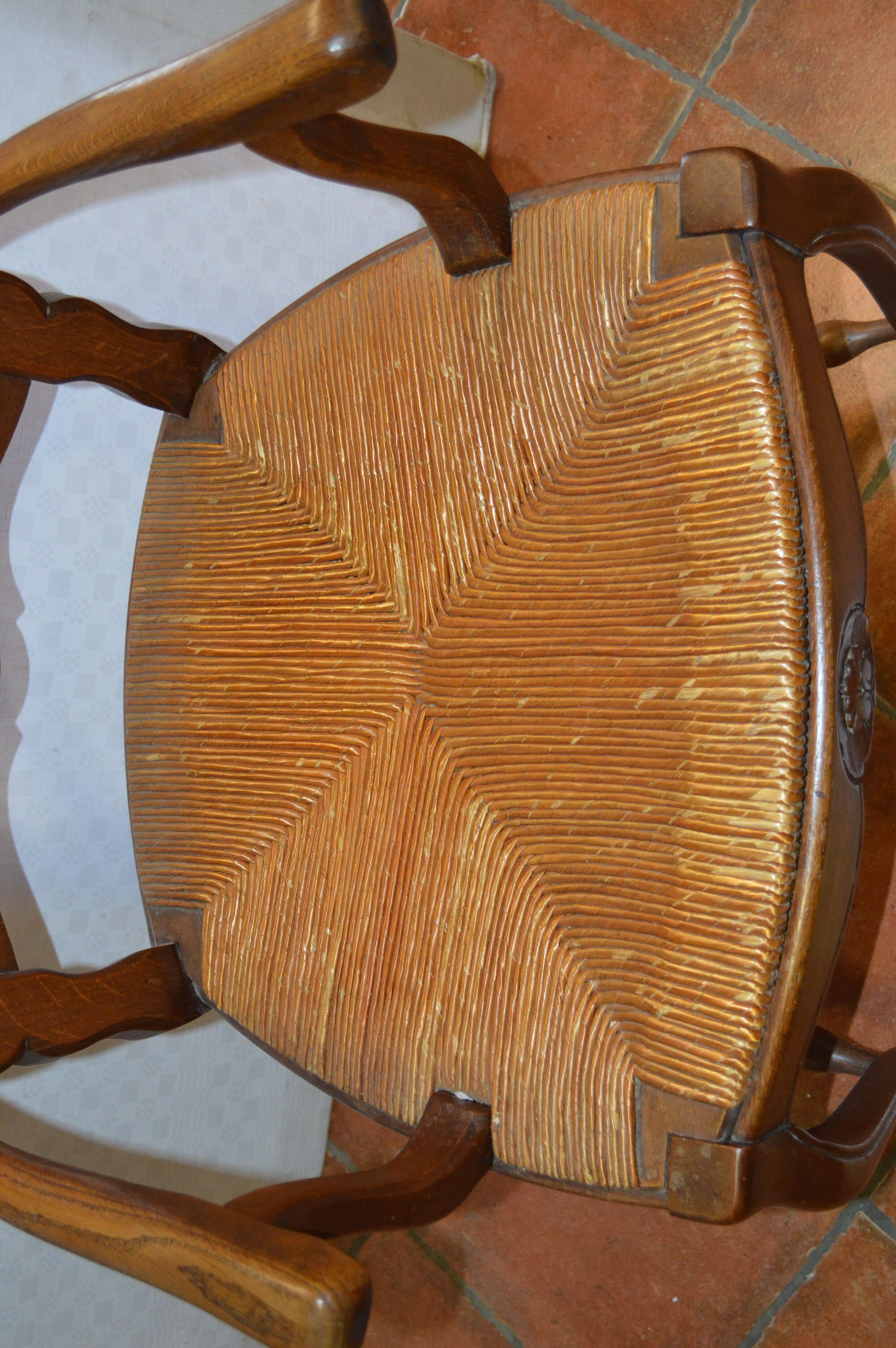 Straw armchair style Louis XV oak