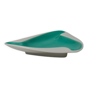Slim turquoise porcelain ashtray from Augarten Vienna, mid-century, Austria, 1950s.
